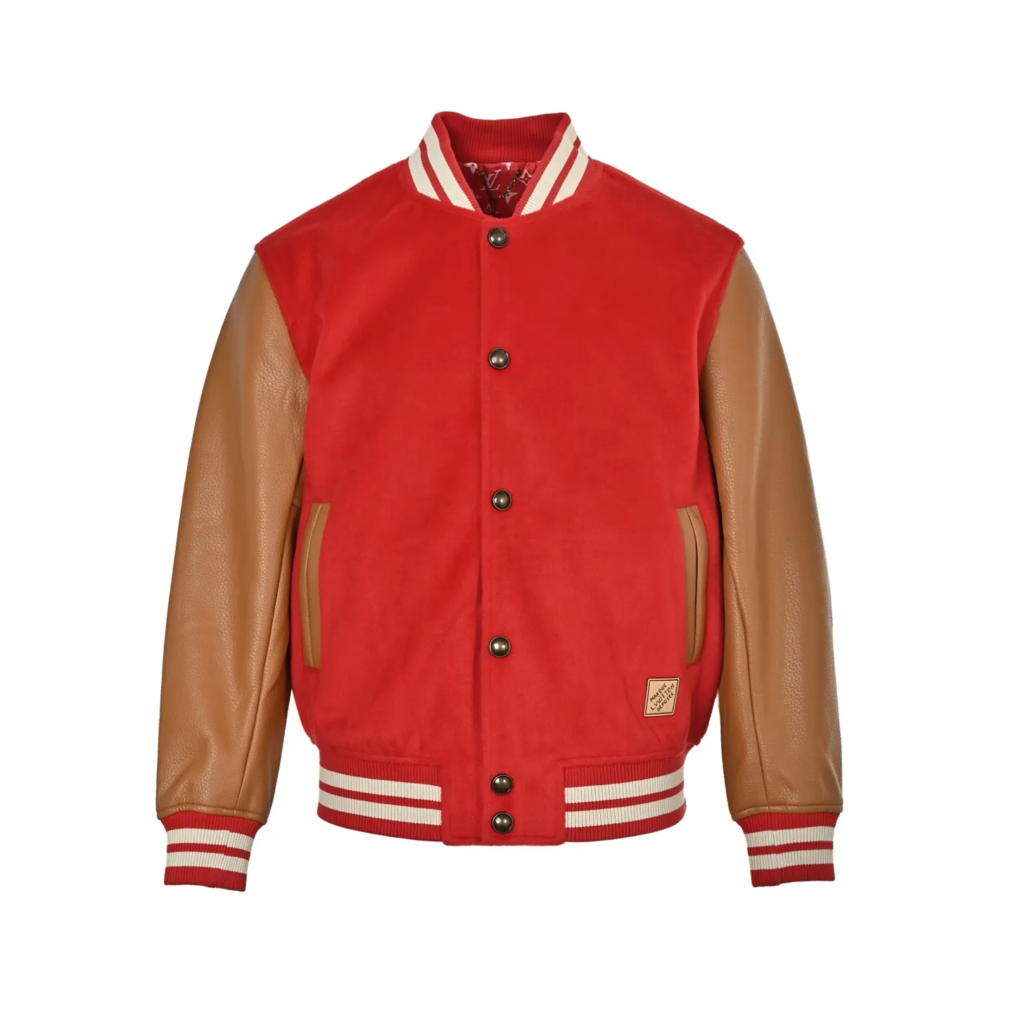 Louis Vuitton/Louis Vuitton lining presbyopia hem leather patch baseball jacket jacket